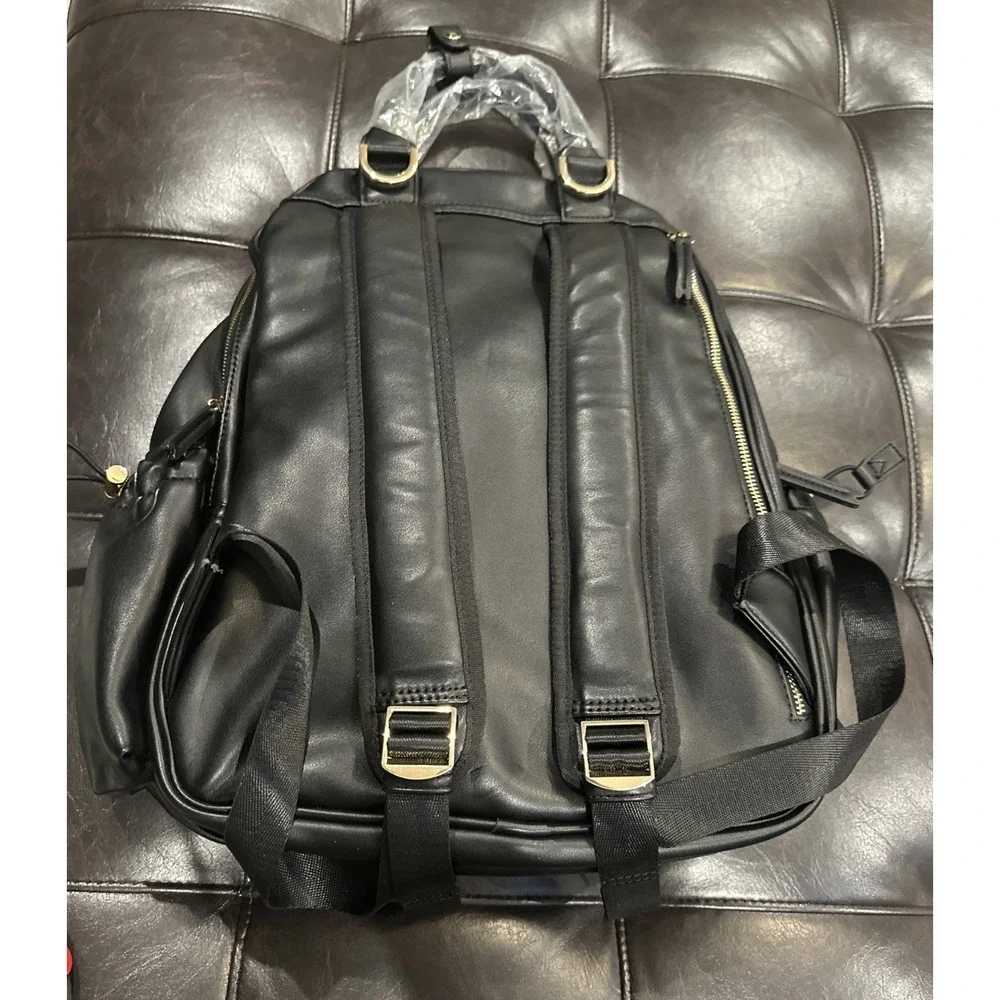 Jujube Million Pockets Deluxe Mommy Travel Backpack Lux Vegan Leather Black READ